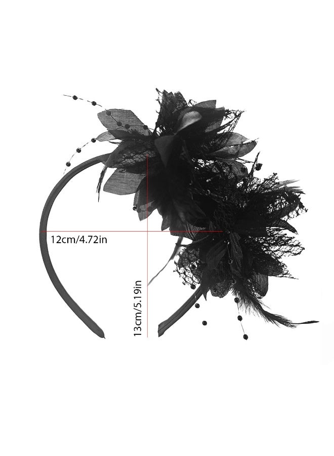 An exquisite tea party hat adorned with ribbons, feathers, and a headband; an elegant royal banquet headband for tea parties, suitable for both girls and ladies. - Image 2